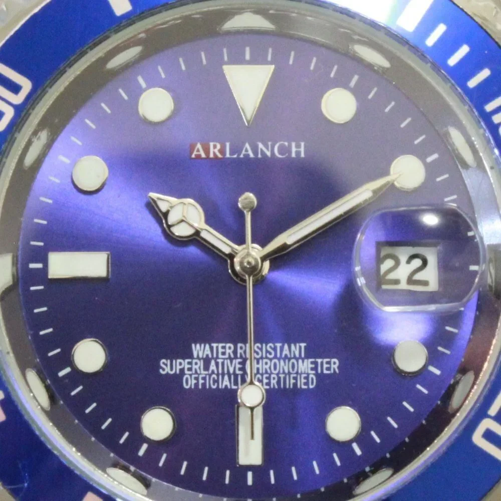 Men's Diver Style Watch Blue Uni-directional Bezel Stainless Bracelet 40mm